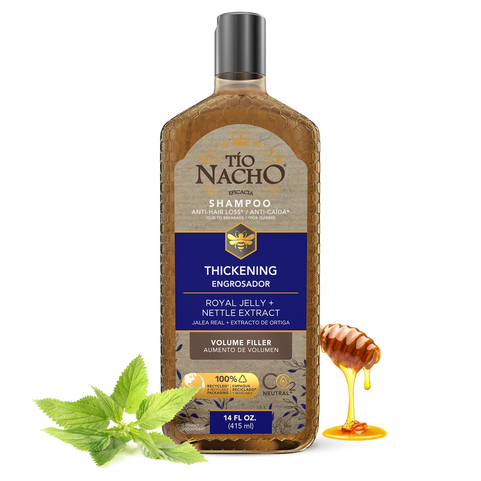 2x Tio Nacho THICKENING Anti Hair Loss Shampoo Engrosador Volume Filler w/Royal Jelly & Rosemary Extract