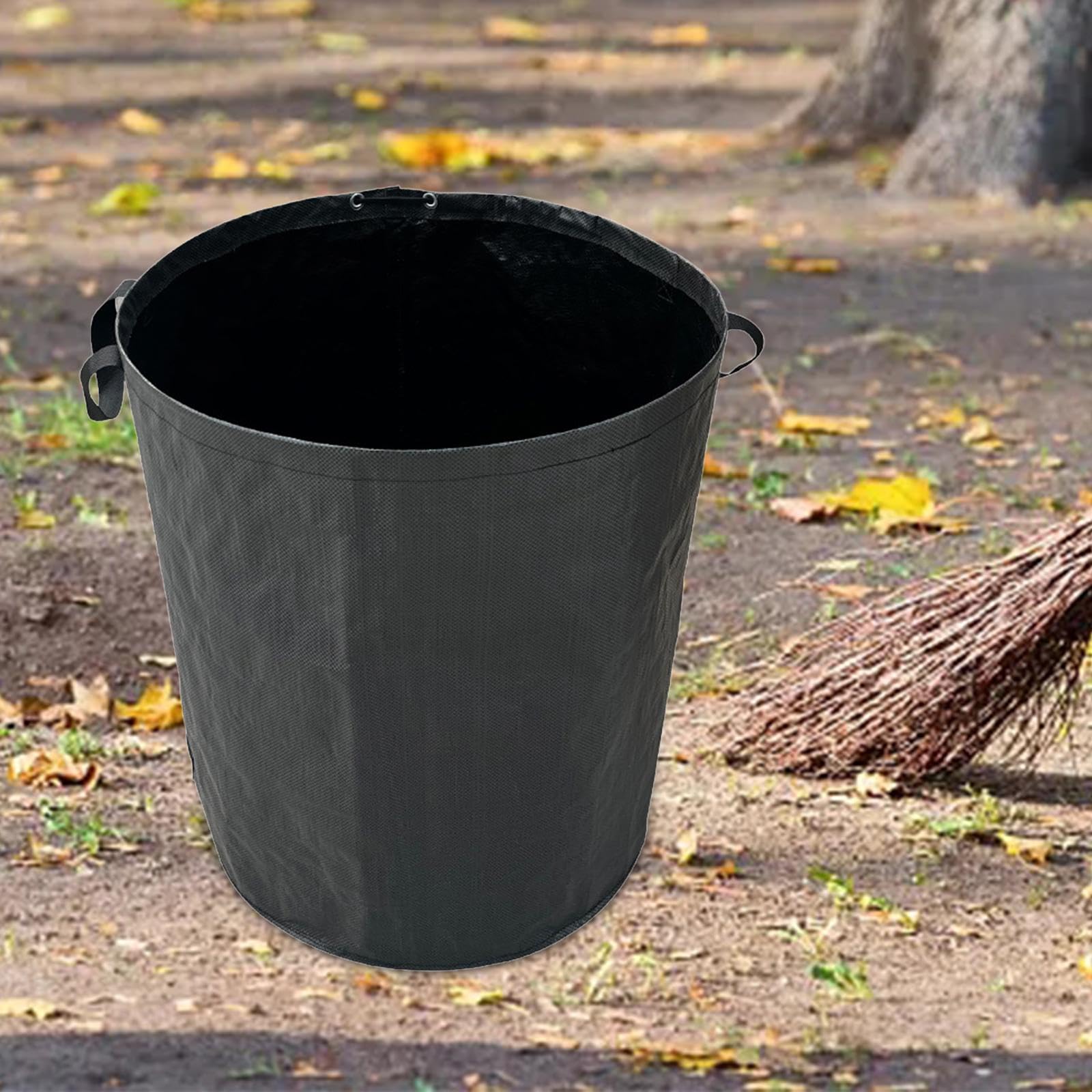 Sac à Déchets de Jardin Réutilisable Sac de Feuilles de Jardin Panier à Feuilles Pliable Sac à Herbe en Tissu Tissé avec Poignées Pliable et Facile à, Noir 500L