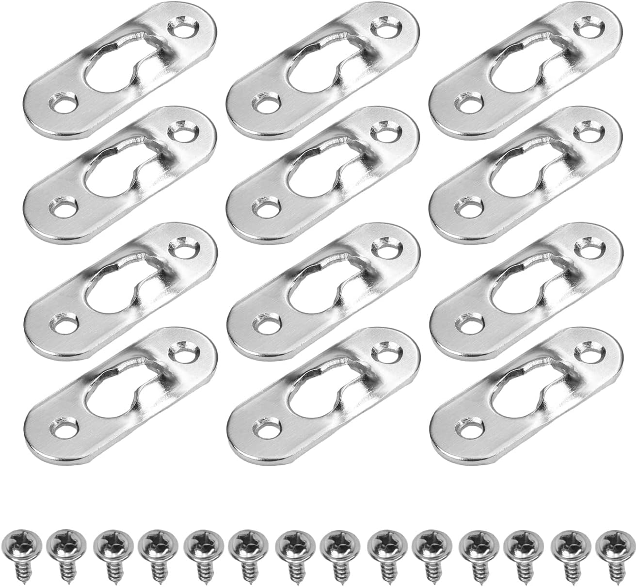 MroMax 100PCS Keyhole Hanging Plate 1.5" x 0.55" Single Hole Hook Metal Keyhole Hangers Keyhole Hanging Fasteners for Mirror Picture Frames Silver