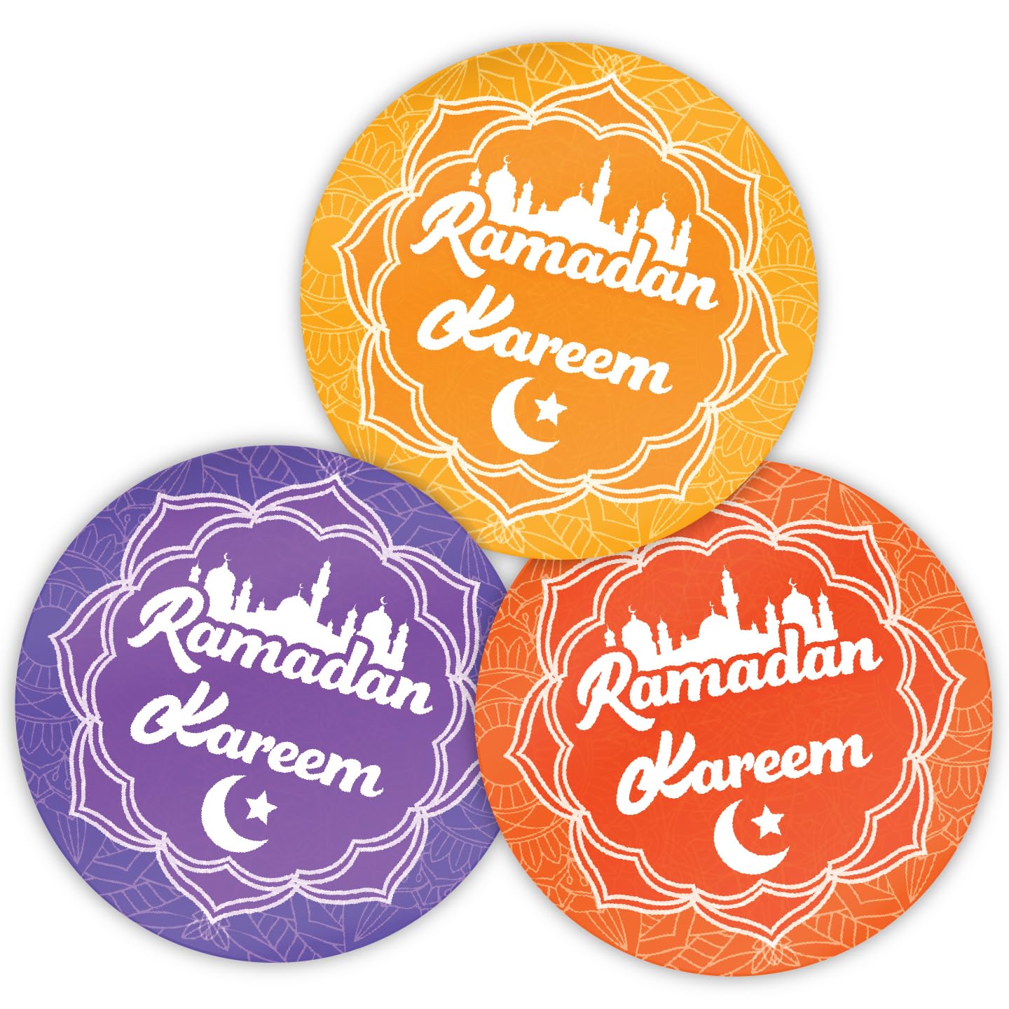 Stone Melon Ramadan Kareem Stickers 144 Stickers 30mm Round Eid Islamic Celebration Party Gift Labels