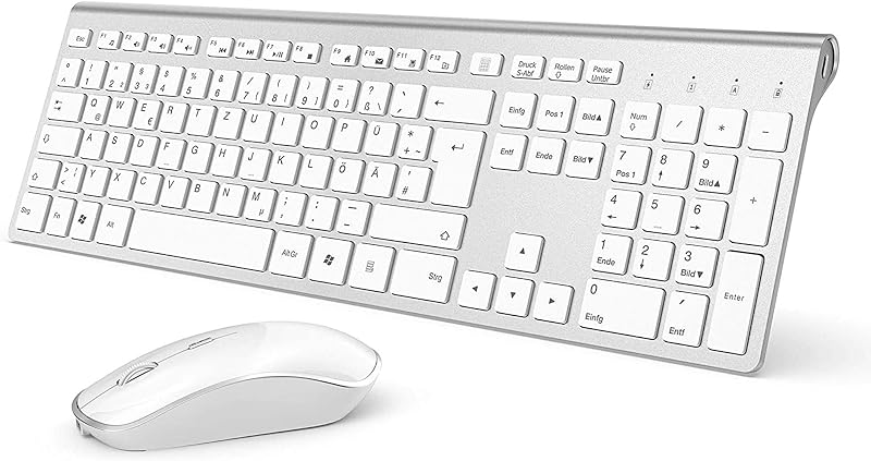 JOYACCESS Vezeték Nélküli Billentyűzet Egér Szett, 500 mAh Újratölthető Akkumulátor, 2.4G Ultravékony Numerikus Billentyűzet PC Laptop