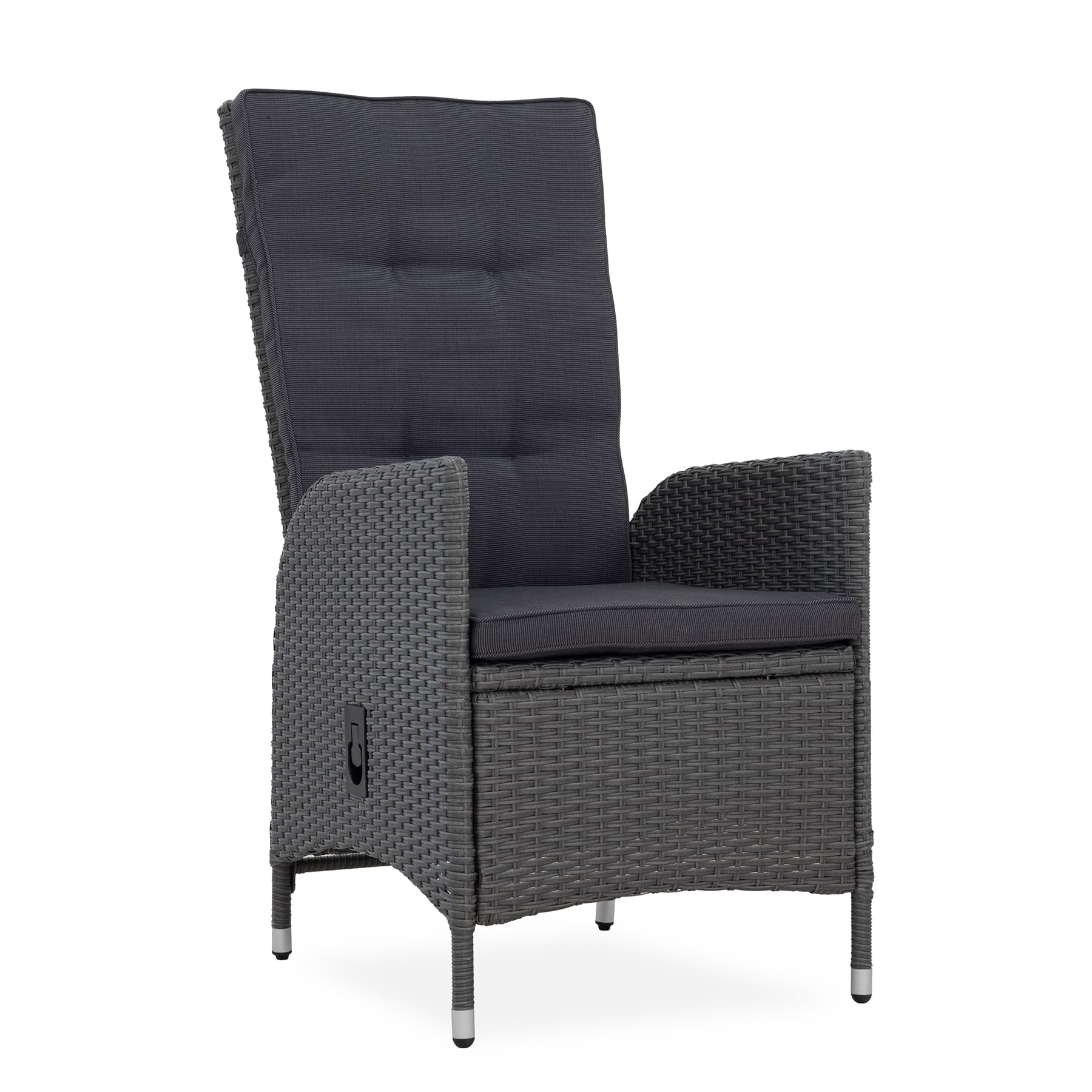 Gartenstuhl SYLT - 56cm - grau - Stoff-Bezug Polyrattan Armlehne Outdoor