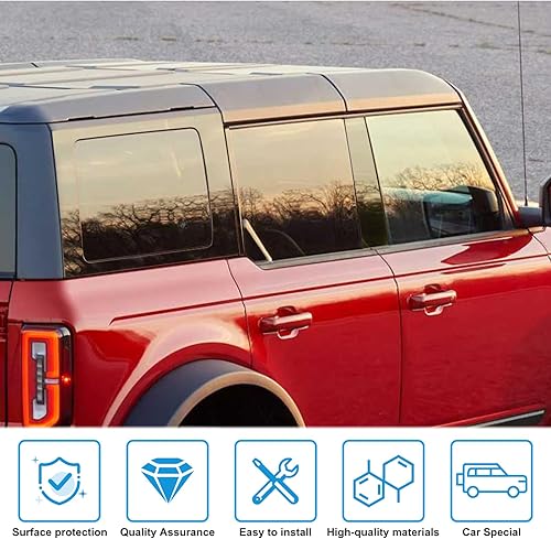 Miniatura 6 de MAIKER - Juego de 14 piezas de moldura de pilar negro, calcomanías de cubierta de moldura de pilar B antiarañazos para ventana central, cubiertas de