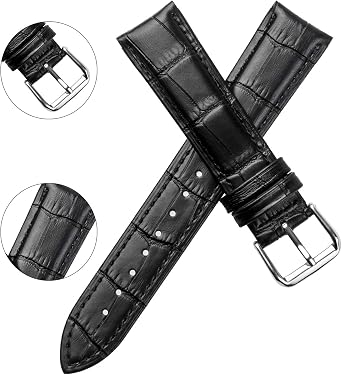 Universal Leather Watch Straps, Genuine Leather, Stainless Steel Buckle, Quick Release, Replacement Watchbands for Men Women (with Watch Strap Pins, Tool)