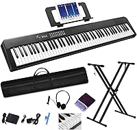 RWESU 88-Key Digital Piano Keyboard for Beginners - Half-Weighted Keys, Bluetooth, Stand, Pedal, Headphones, Full Kit