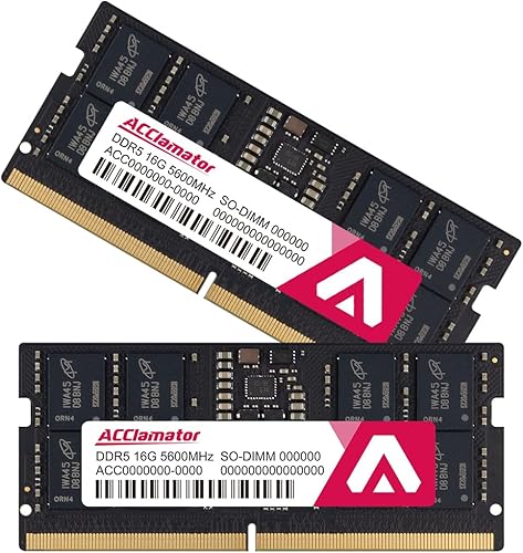 Acclamator RAM DDR5 Kit de 32 GB (2 x 16 GB) 5600 MHz (o 5200 MHz o 4800 MHz) CL46 1.1V SODIMM 262 pines RAM memoria para portátil