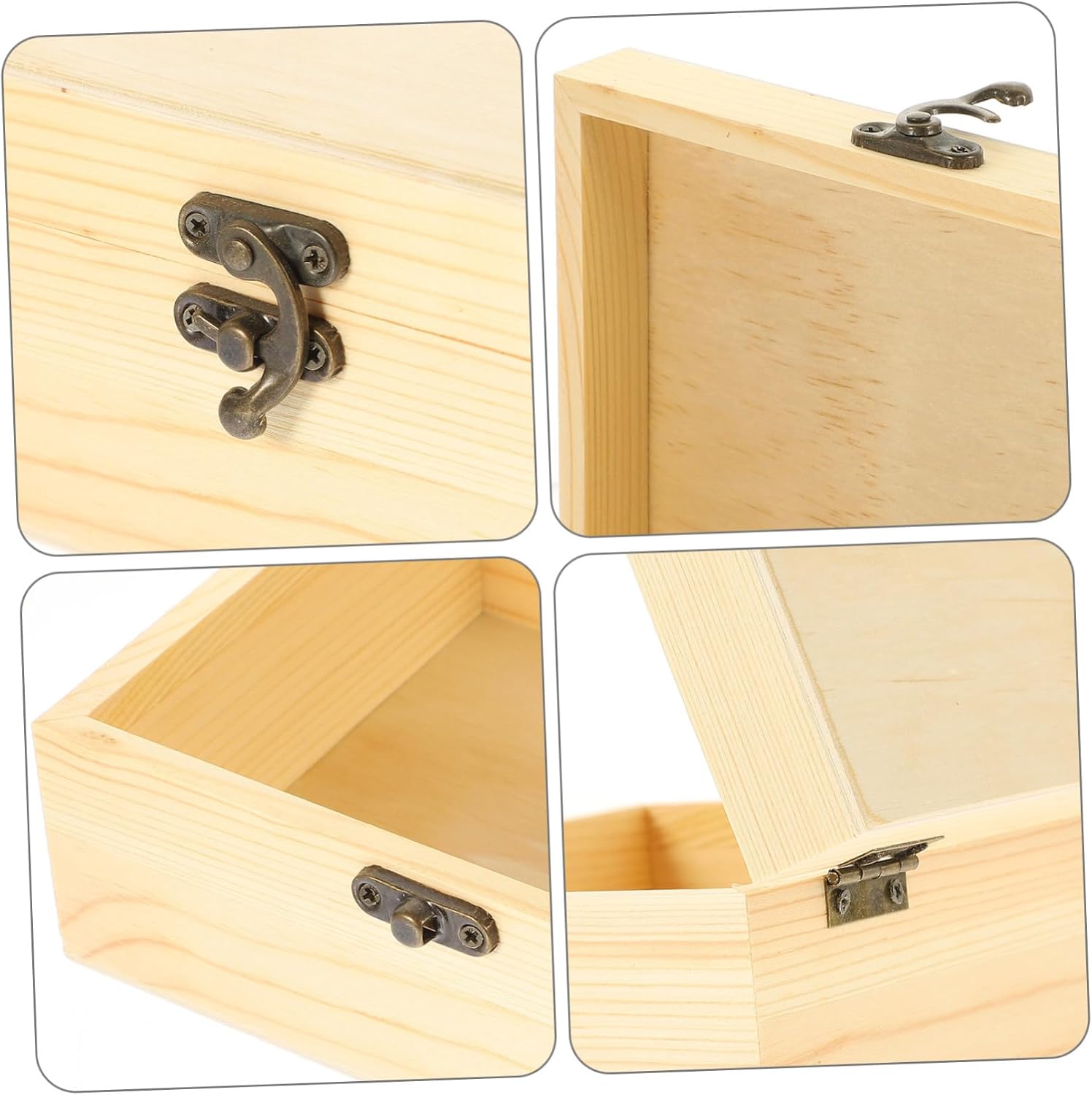 Wooden Jewelry Storage Box, Rectangular Pine Keepsake Box image 5
