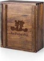 Vista 3 de PICNIC TIME Disney - Juego de vasos de regalo de Mickey Mouse y Minnie Mouse, cristalería grabada de 12 onzas con abrebotellas de madera de acacia