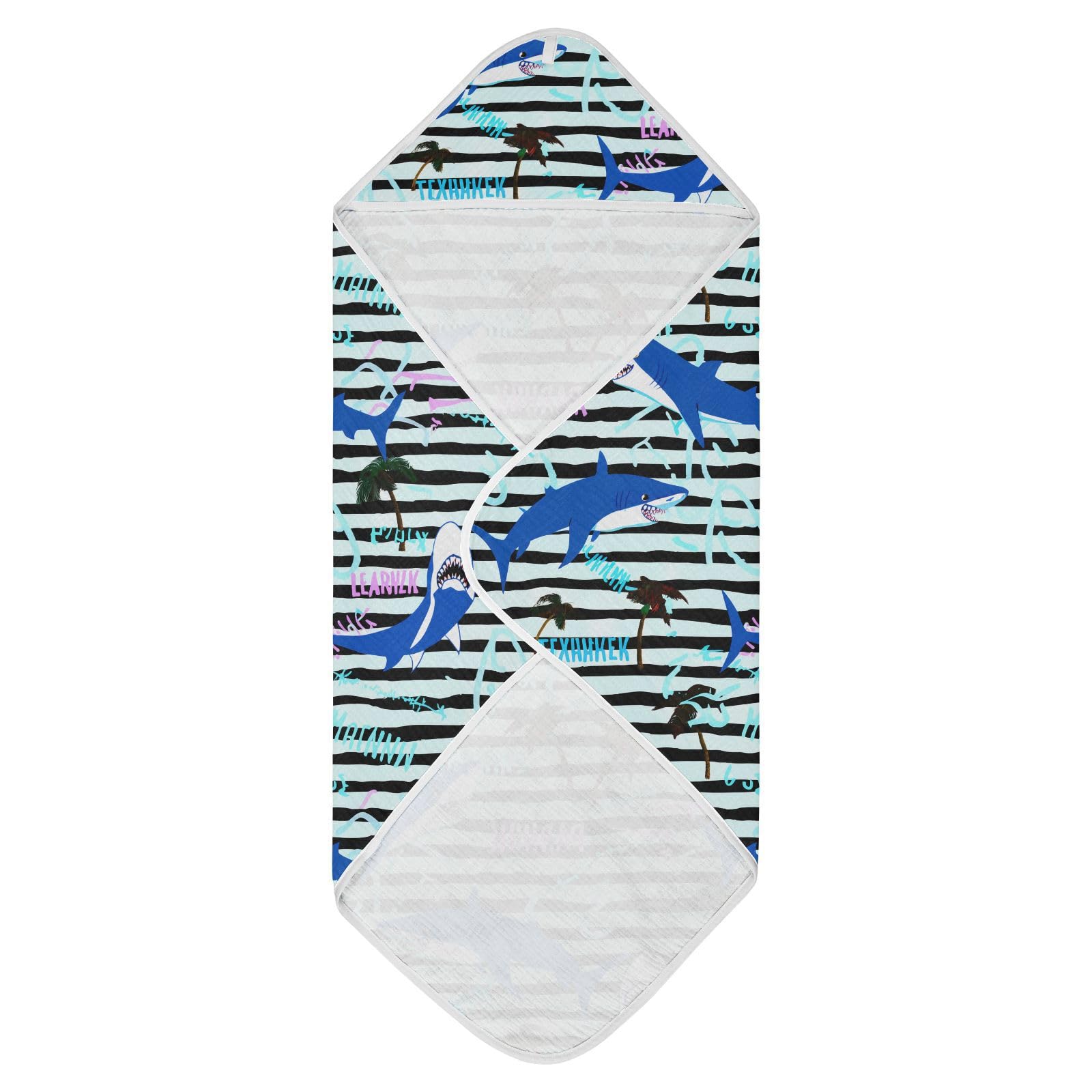 Msyxl Whimsical Sharks Hooded Towel - Ultra Soft & Absorbent Muslin Cotton Bath Towel for Babies, Toddlers, Newborn - Boys & Girls Essential 30