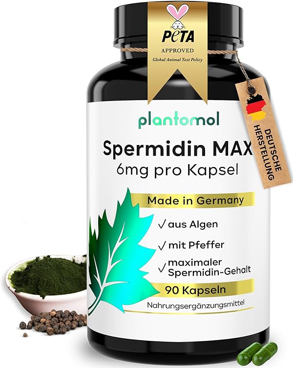 Spermidin Kapseln hochdosiert - Spermidin 6mg pro Kapsel - Spermidine Gehalt durch externes Labor bestätigt - Spermidin MAX - 3 Monatsvorrat