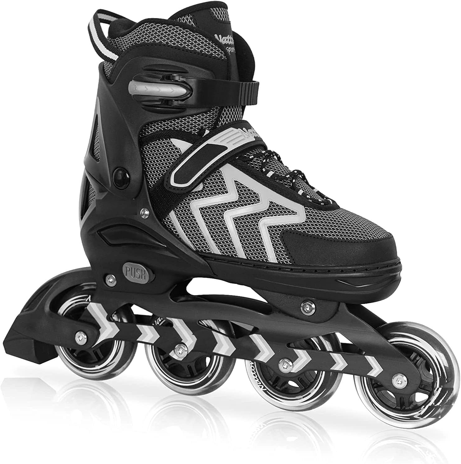COUCHLY®Roller Skates with Front Wheel LED Light Inline Adjustable Skating Shoes for Boys & Girls Skate Outdoor Fun 6-22 Yrs Street Skates Flash On Kids Age (Black.0)