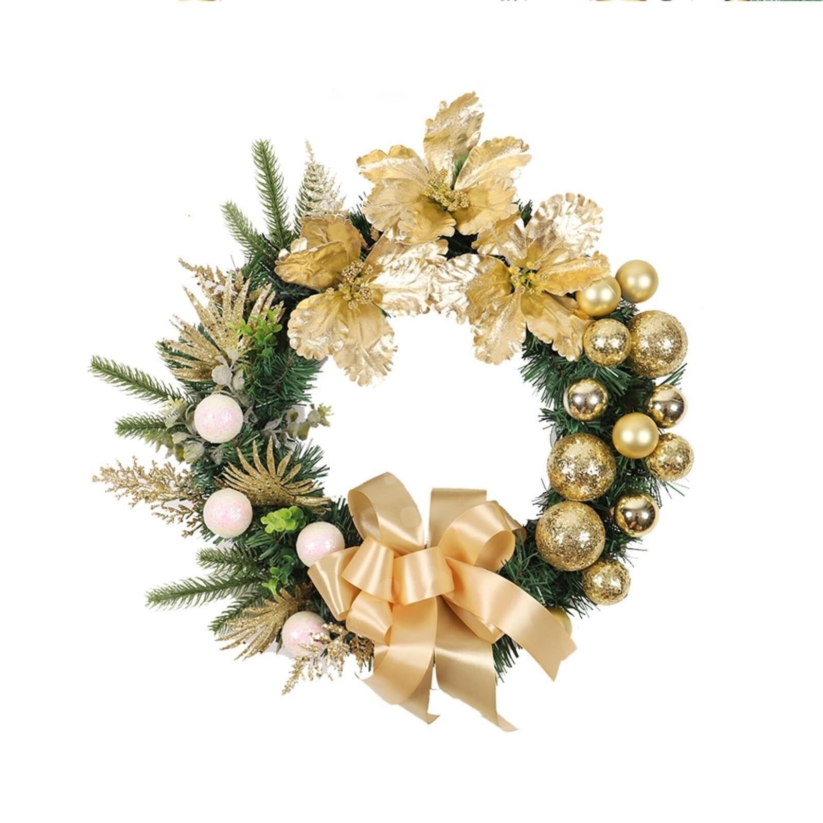 Dekoriert 2 stücke Weihnachten Kranz Front Tür Wand Hängen Winter Kranz Garland Ornament Gold Ball Kranz Weihnachten Dekoration for Home Exquisit