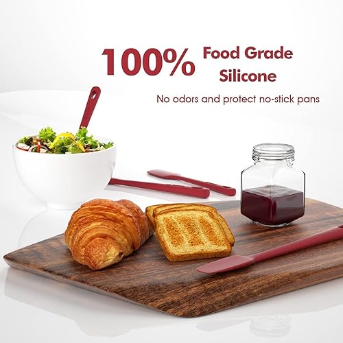 Miniatura 5 de Juego de 4 espátulas de silicona, espátulas de goma de grado alimenticio, con mango fuerte y agarre ergonómico, resistentes al calor para utensilios