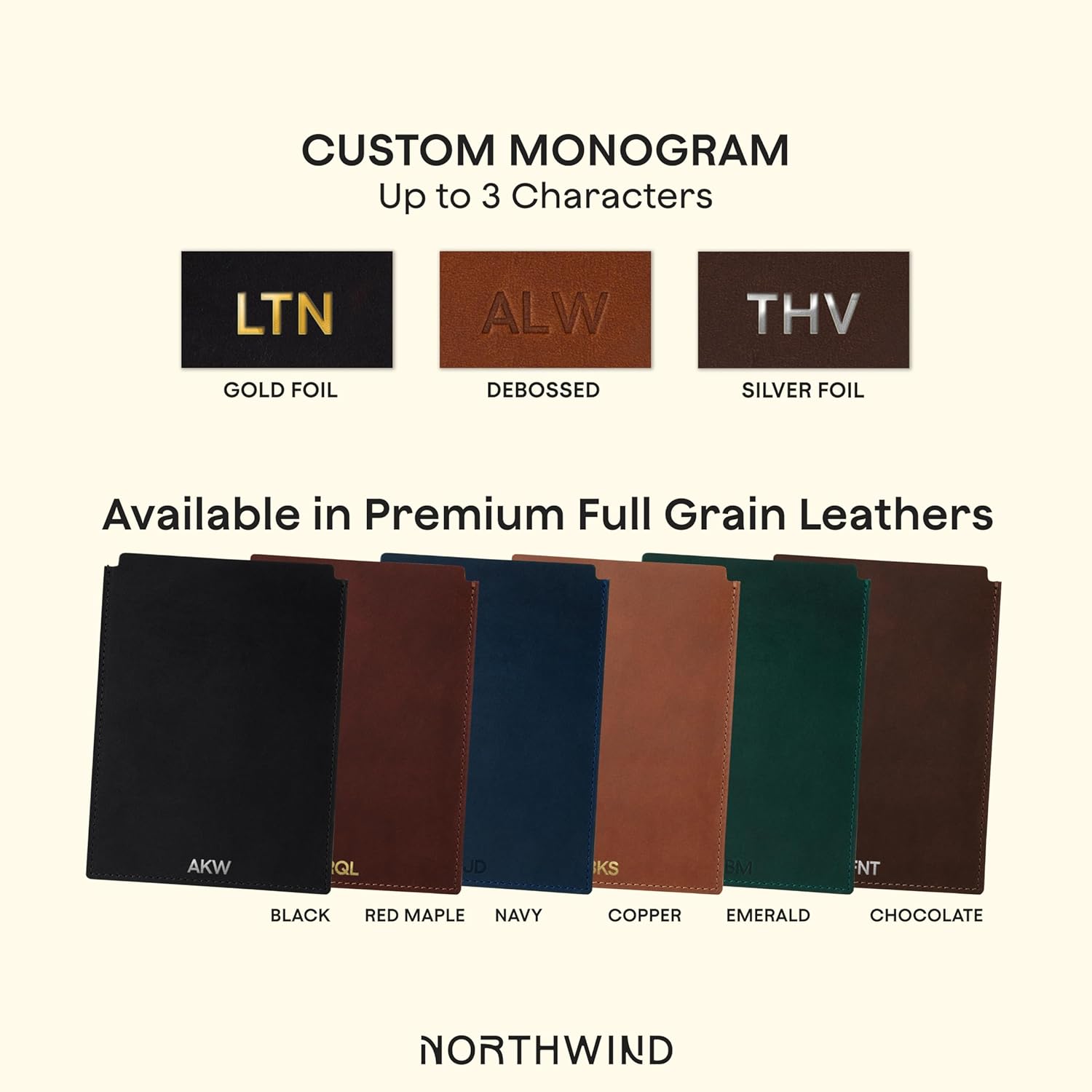 Northwind Personalized Leather Sleeve for 6–7 Inch Kindle – Made in USA - Full Grain Leather Case, Custom Monogram E-Reader Cover, Minimalist Luxury for Kindle Paperwhite, Premium Gift for Readers
