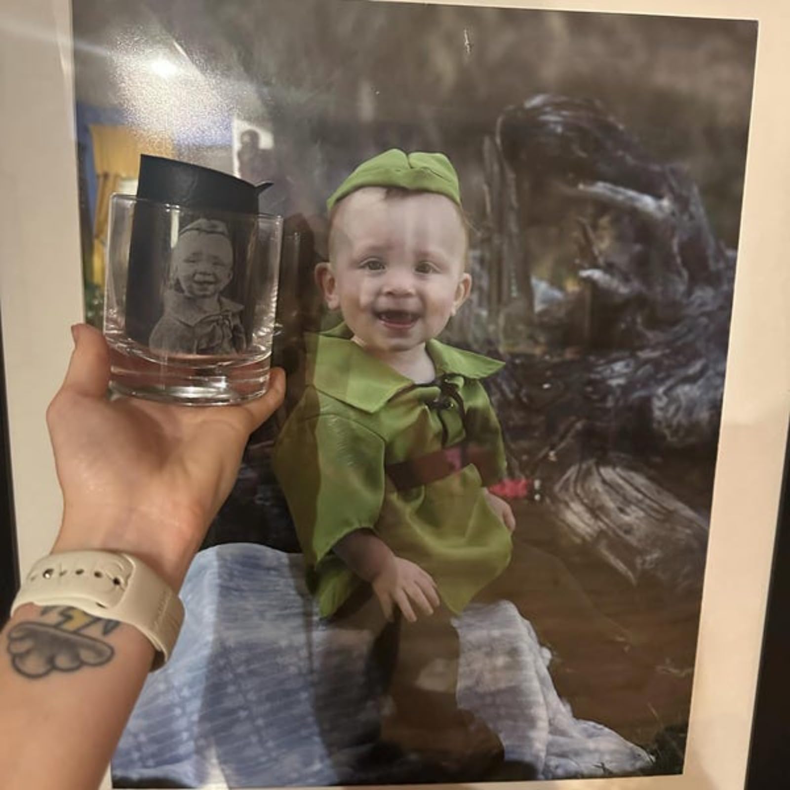 Vasos de whisky personalizados, foto grabada y nombre, vasos de whisky personalizados para hombres y padres, regalo personalizado para maridos, novio, padrinos de boda (4 piezas)