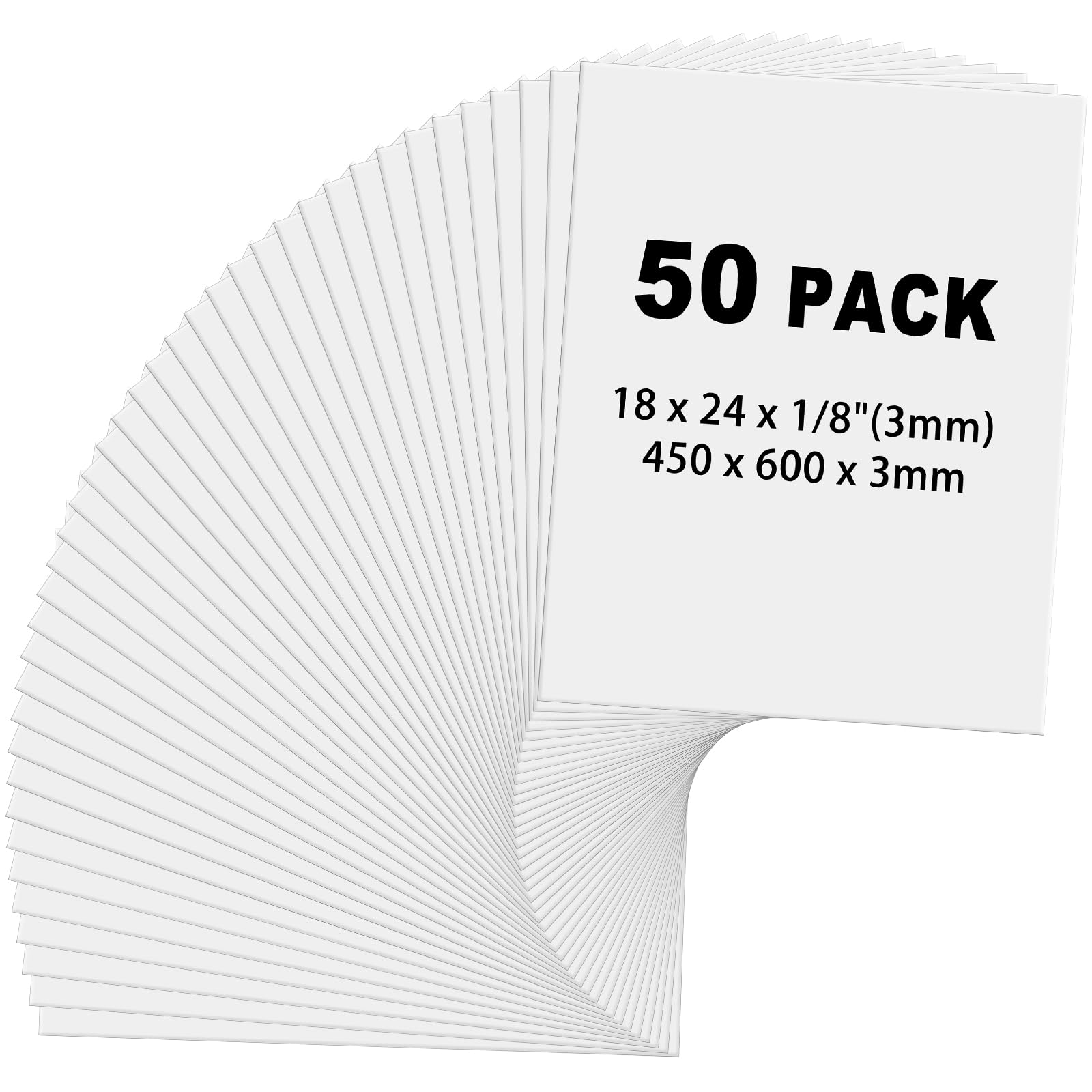 Frienda 50 Pack Foam Board 18 X 24 Inch White for School Art Projects