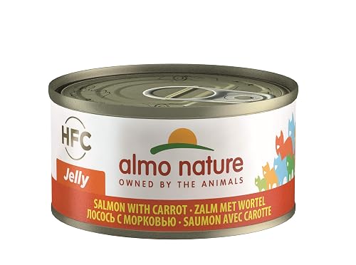 almo nature HFC Jelly - Comida húmeda para Gatos con salmón y Zanahorias (Paquete de 24 latas de 70 g)