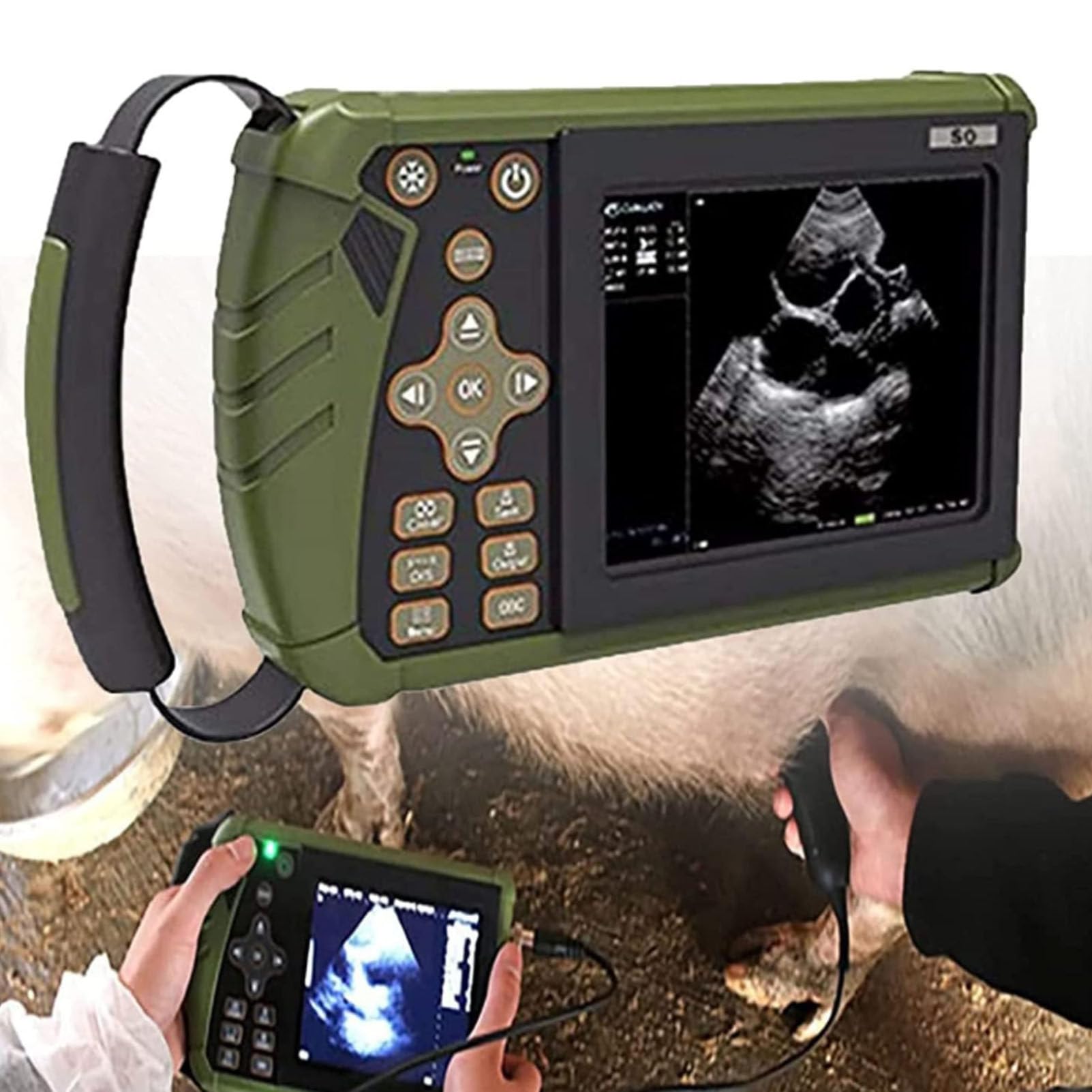 Aparat USG do badań ciążowych u zwierząt, przenośny skaner weterynaryjny B-Ultra Sound, lekki aparat USG z wodoodporną sondą 3,5 MHz do stosowania u świń, owiec i psów