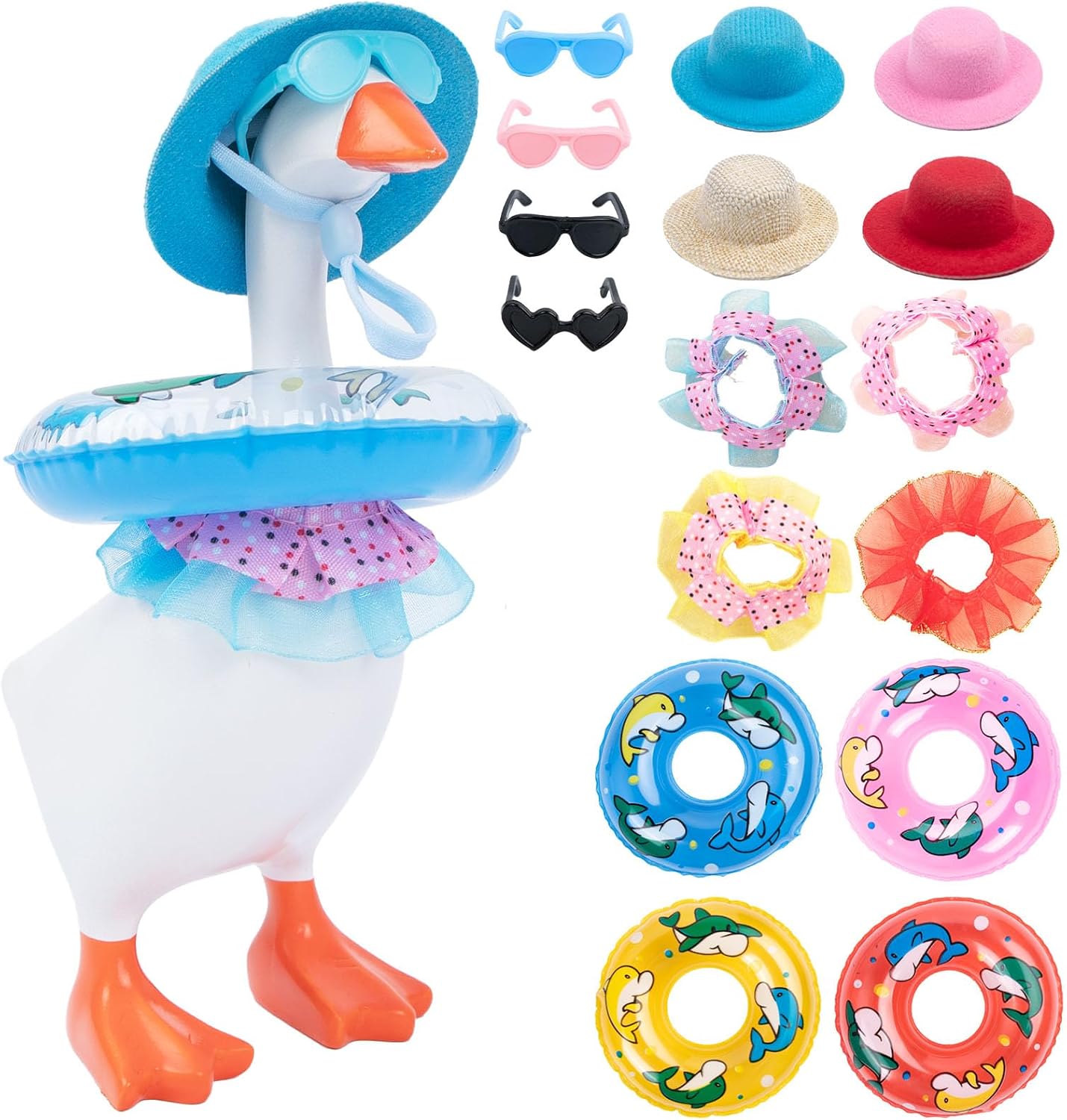 16-Piece Summer Desk Goose Outfits for 7-Inch Magnetic Goose Statue