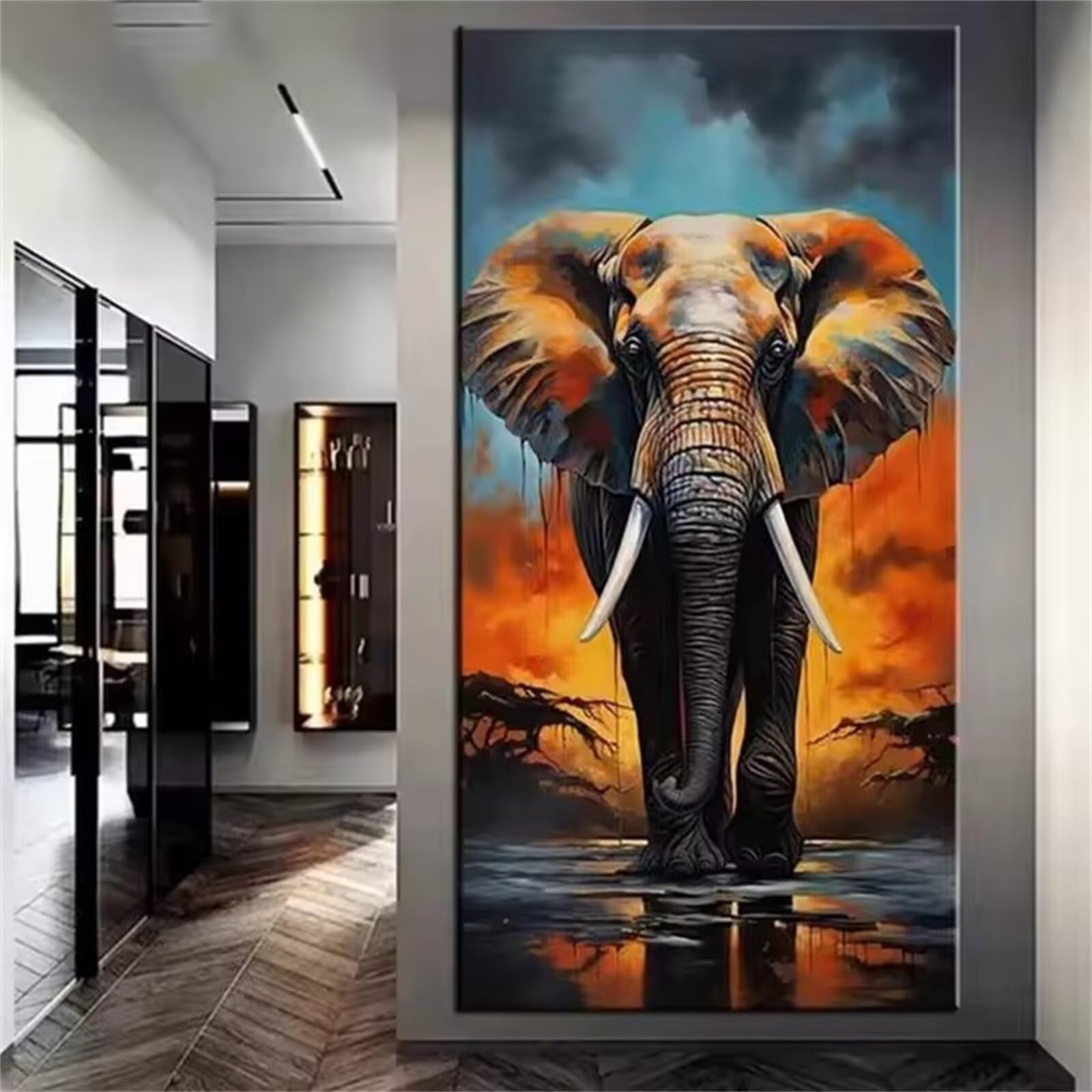 Xinyuer Extra Large 5D Diamond Painting Kits for Adults Elephant Animal, DIY Diamond Art Painting Kits Square Drill Full Drill Gem Art Painting Kit for Home Wall Decor 20x40 inch