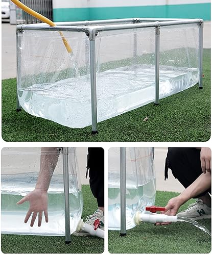 Miniatura 3 de zklaseot Piscina sobre el suelo piscina cuadrada de transparencia completa cubo de lluvia con soporte y tubos de drenaje fácil de instalar piscina