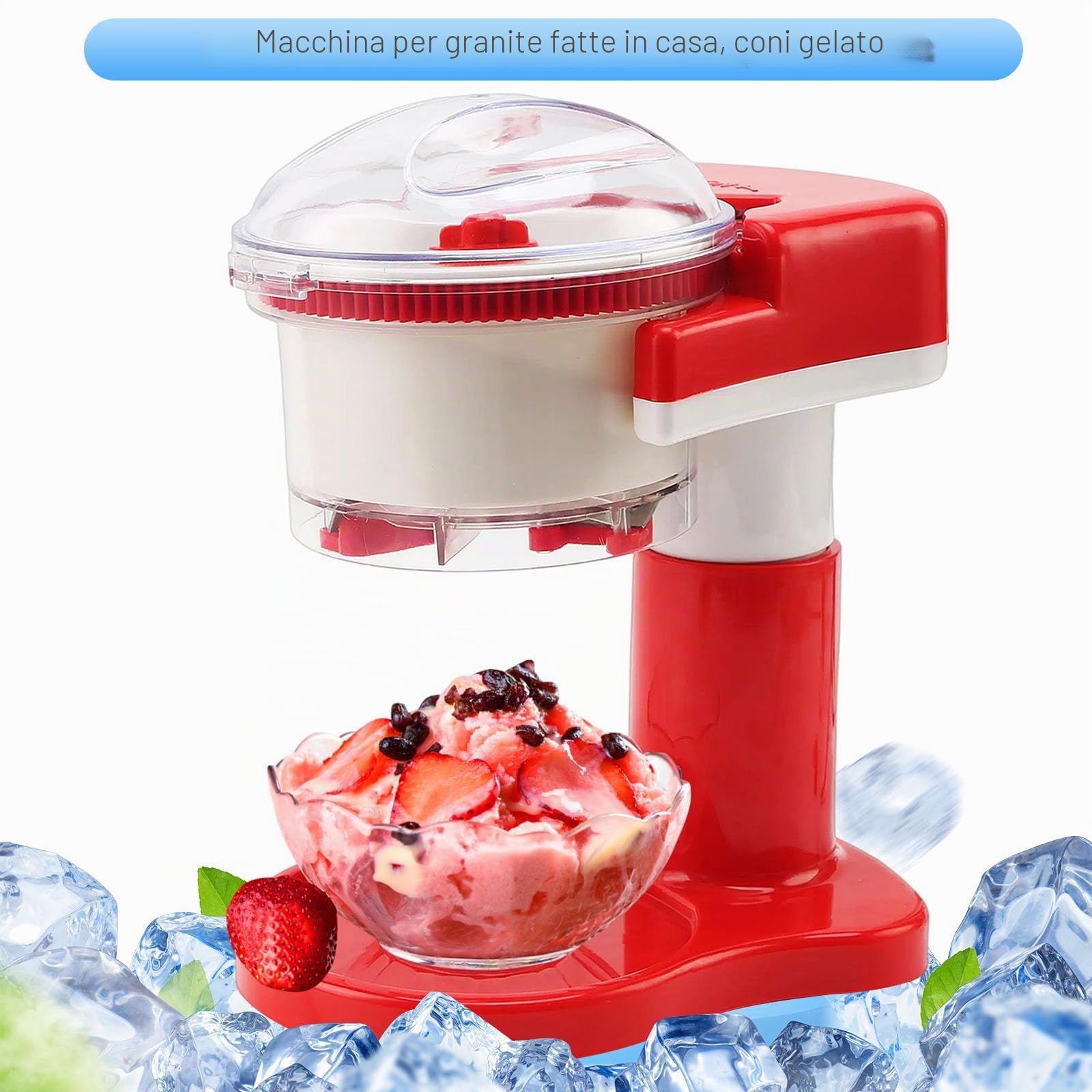 Trituratore elettrico per ghiaccio rasato, 500 ml, macchina compatta per cubetti di ghiaccio per palle di neve fatte in casa, cocktail frappe caffè, tè freddo, macchina per cubetti di ghiaccio per