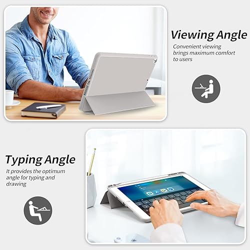 Miniatura 7 de Aoub Funda para iPad de 987 generación de 10.2 pulgadas, apagado automáticoactivación delgada, ligera, triple soporte, funda trasera de TPU suave