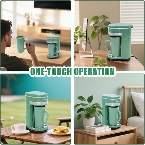 Miniatura 4 de Cafetera, cafetera de una sola porción, cafetera de una taza con filtro reutilizable y botón de control de un solo toque, cafetera portátil para