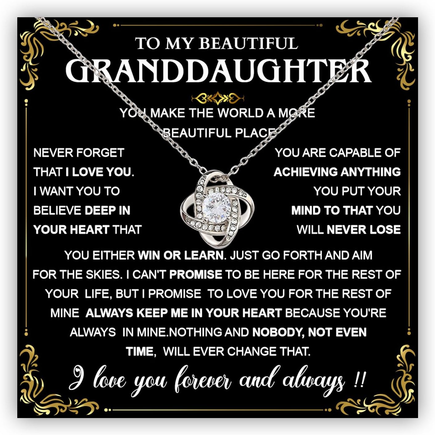 To My Granddaughter Necklace, Granddaughter Necklace Gifts From Grandma Or Grandpa, Necklace Gift For Granddaughter On Birthday Christmas Wedding, Graduation Necklace Gift For Granddaughter
