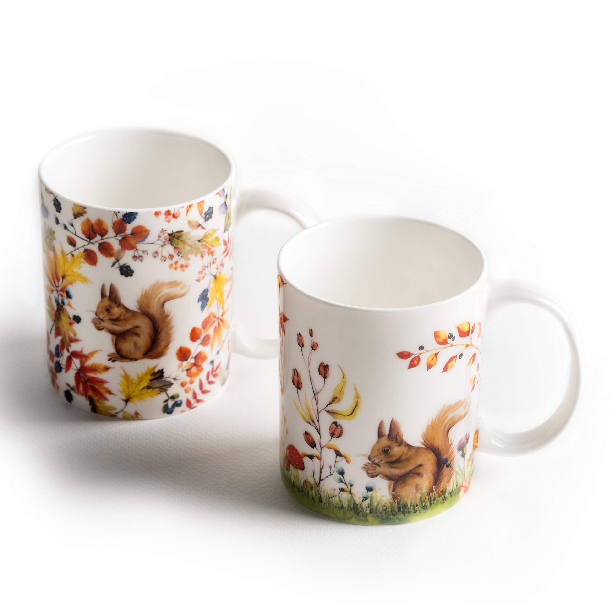 Maison d' Hermine Coffee Mug with Handles Fine Bone China Mug Pack of Two for Hot Beverages - Coffee Cappuccino Latte Cocoa Home Perfect Gifts for Mothers Day Men & Women (Sous-Bois, 12 Oz)