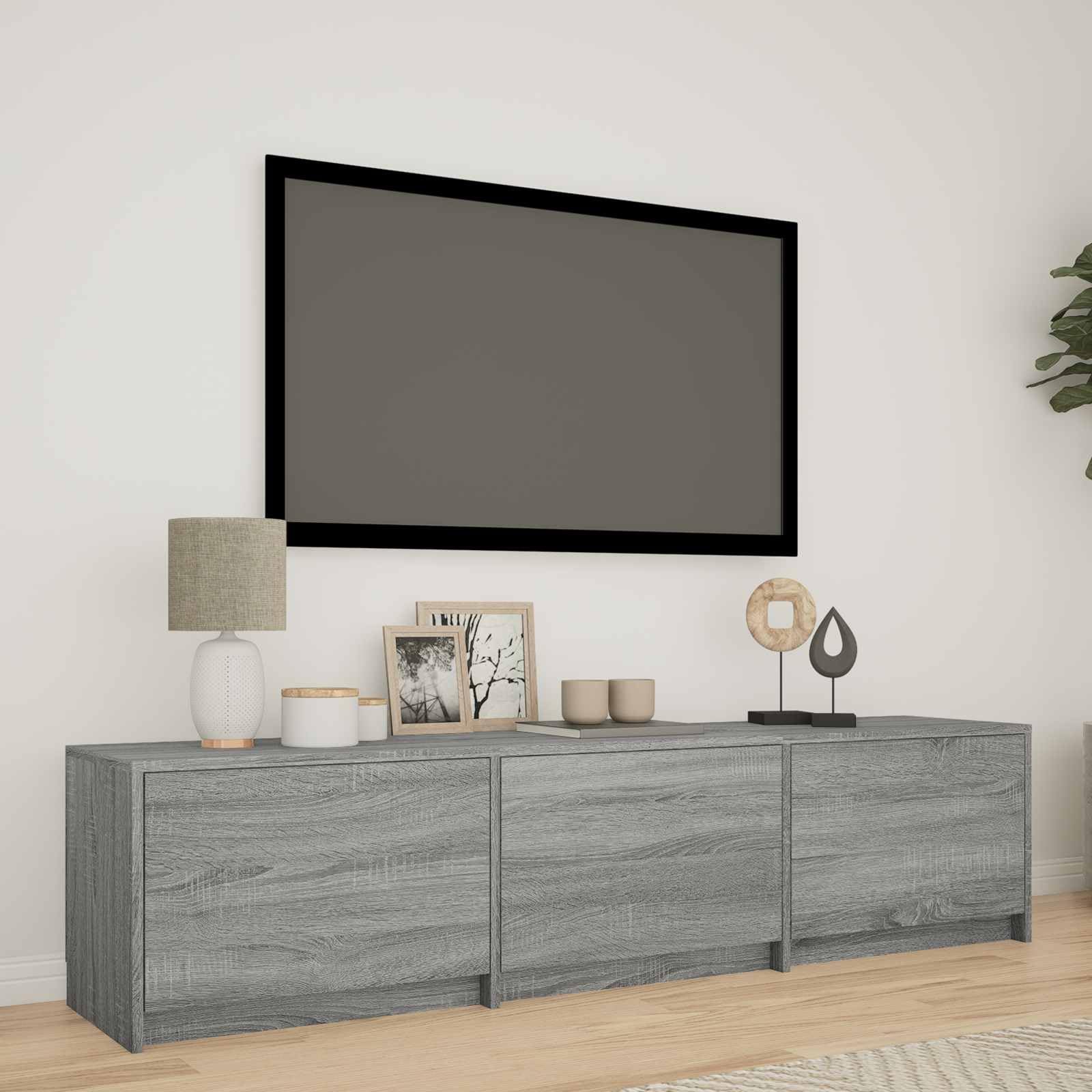 Madera resistente con luces LED ajustables estilo moderno Gris 165x34x40 cm