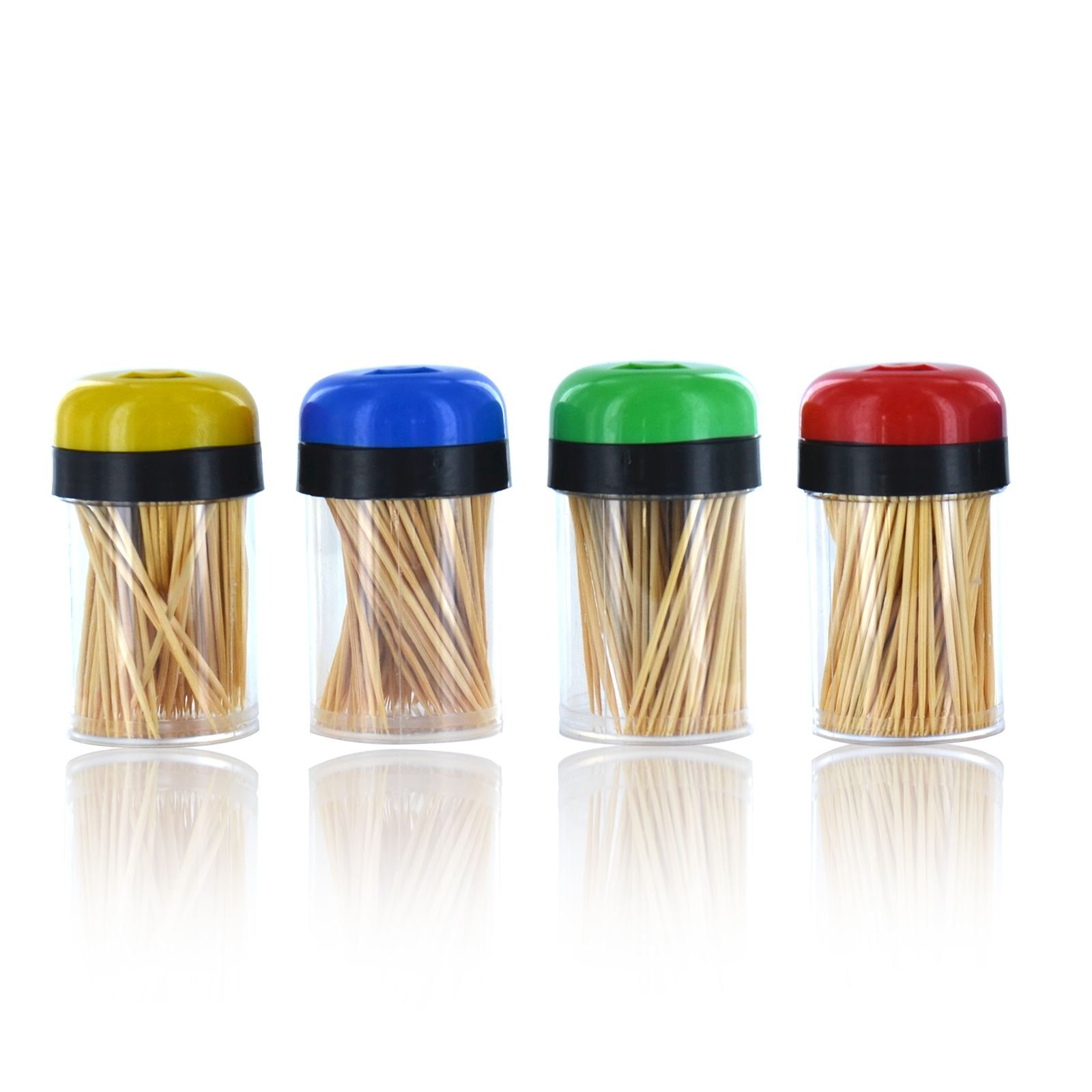 4 x Wooden Cocktail Party Sticks in Holder Toothpicks Tooth Picks Fruit Cherry Buffet
