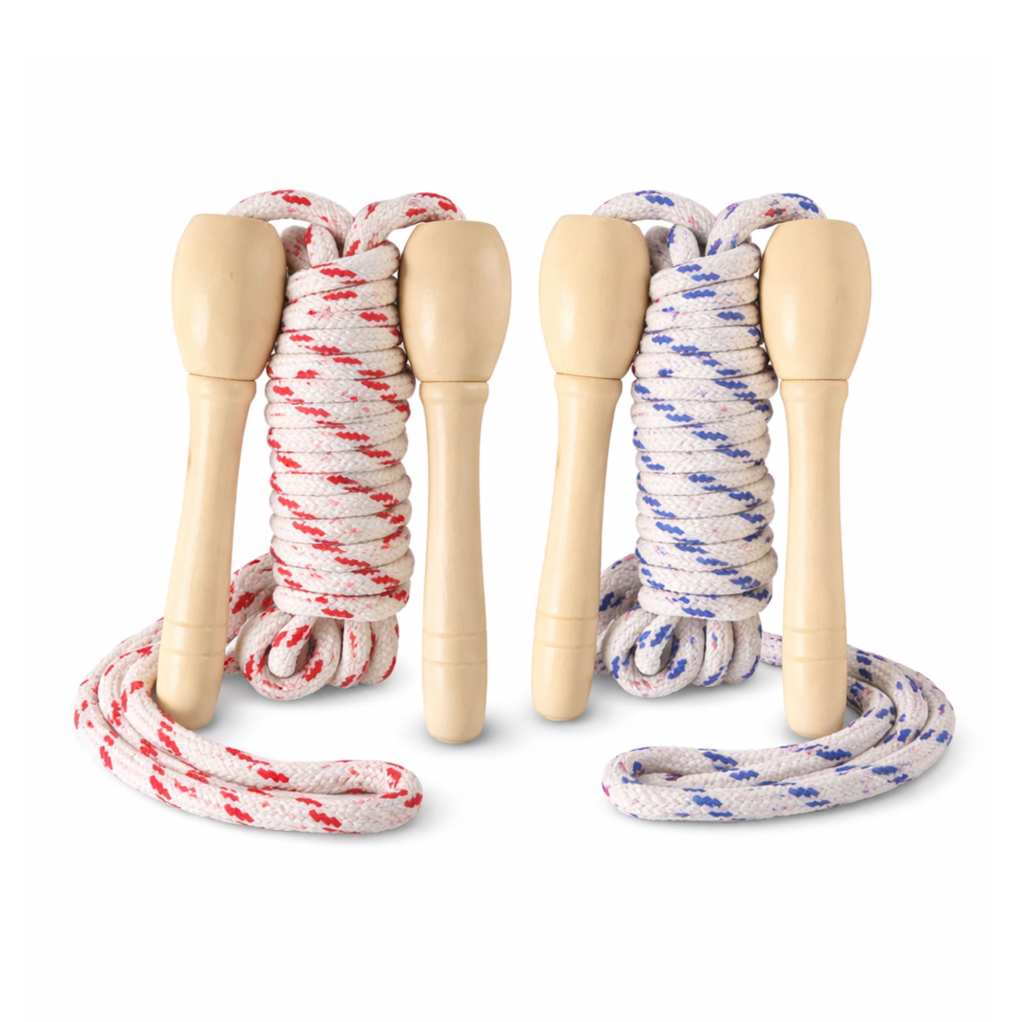 Skipping Ropes for Adults- 200cm Long Wooden Handles Comfortable Grip Durable Jump Rope For Fitness Training Gym Outdoor Exercise - (Pack of 2)
