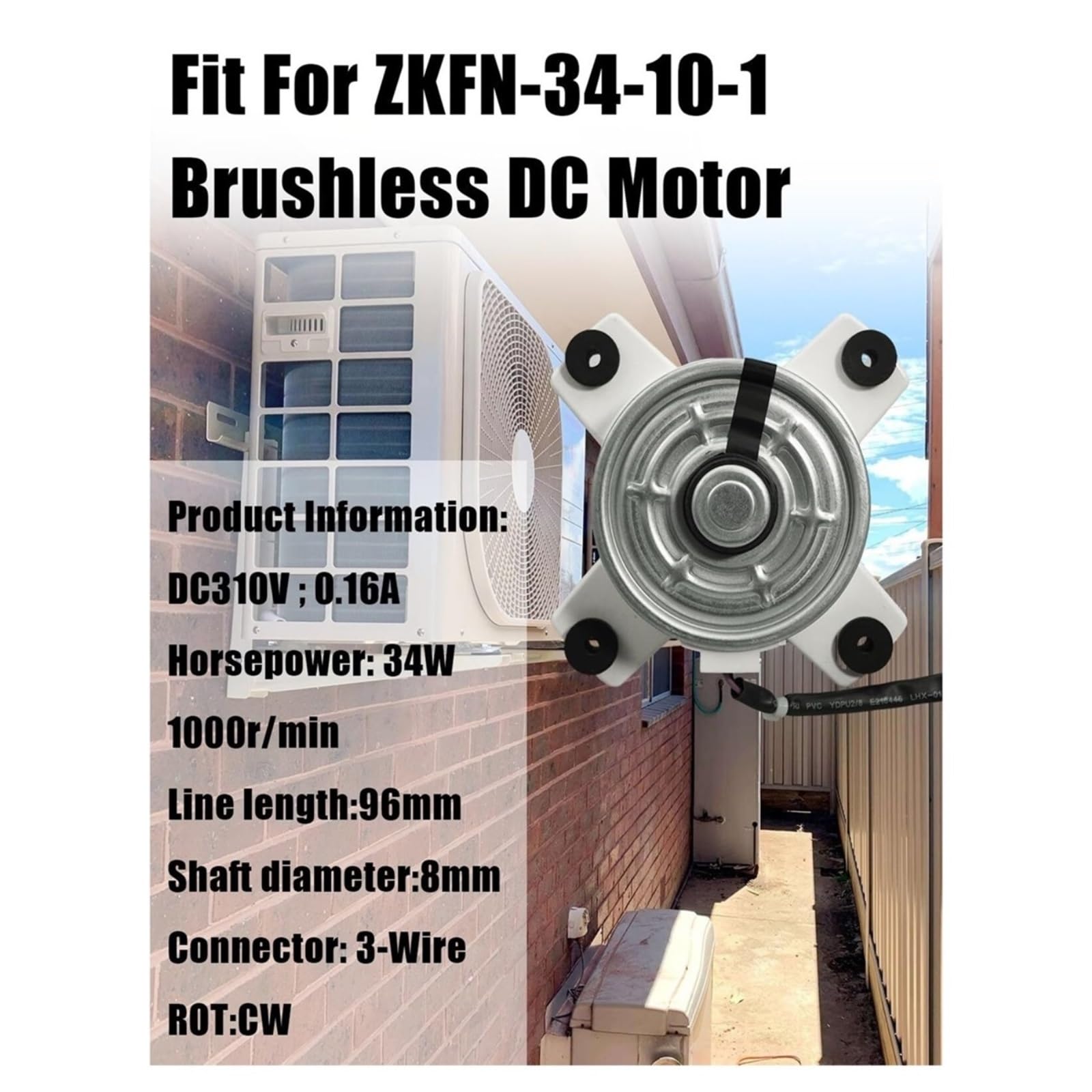 ZKFN-34-10-1 Motor de aire acondicionado sin escobillas DC 310V 34W 0.16A 1000r/min, motores de repuesto for exteriores de frecuencia variable