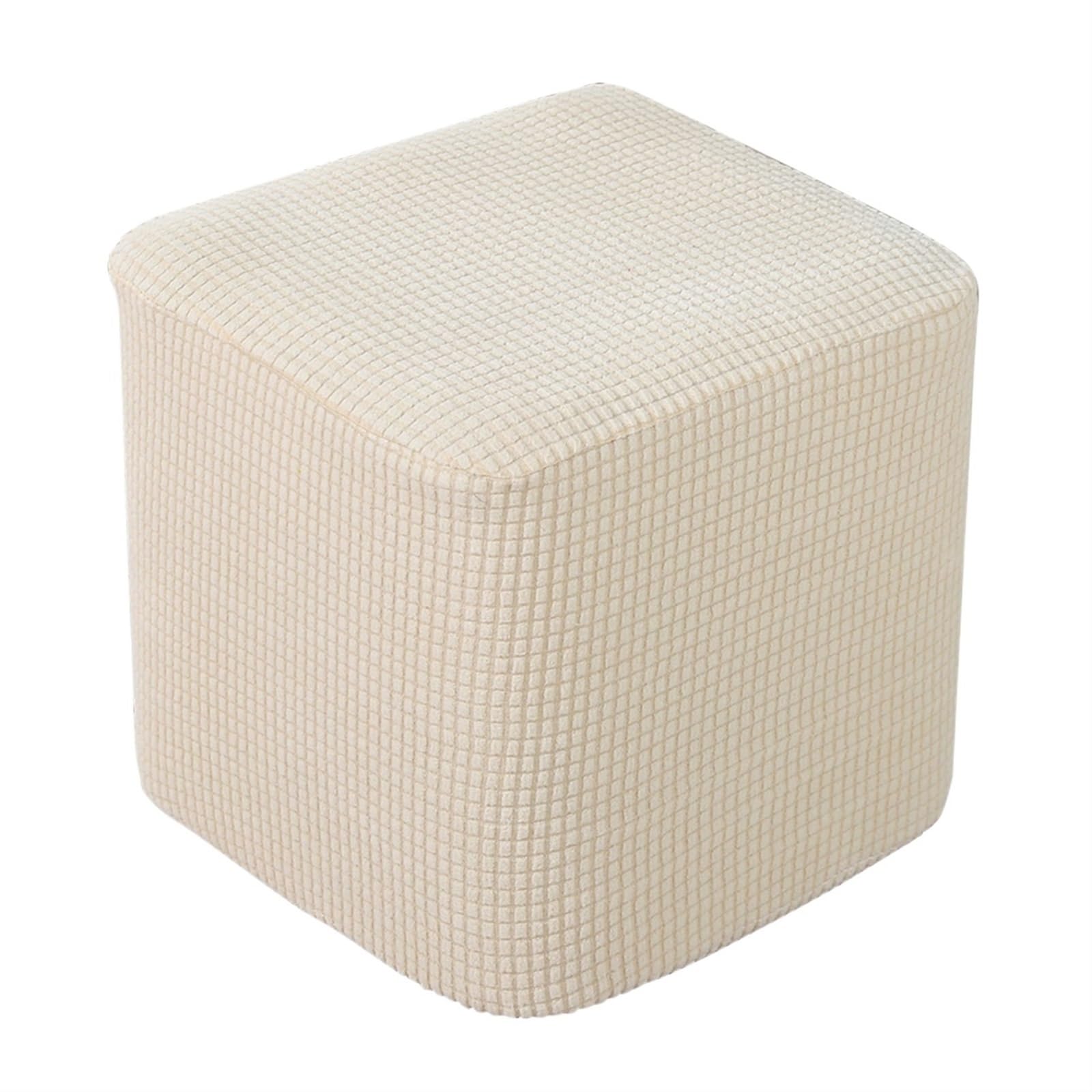YXINAER Foot Stool Cover 10"-13" Stretch Ottoman Slipcover Footstool Footrest Living Room Soft Cover(Beige)