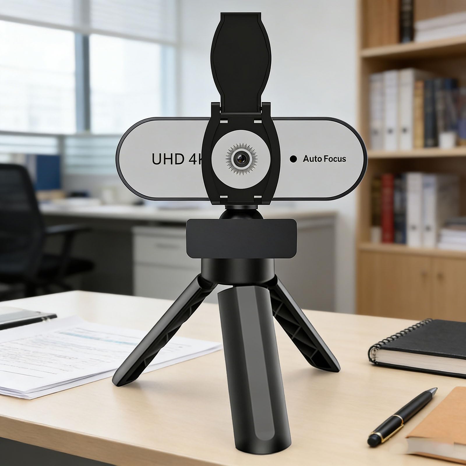 AutoFocus - Telecamera con treppiedi e copriobiettivo protettivo per una perfetta compatibilità, Webcam AutoFocus
