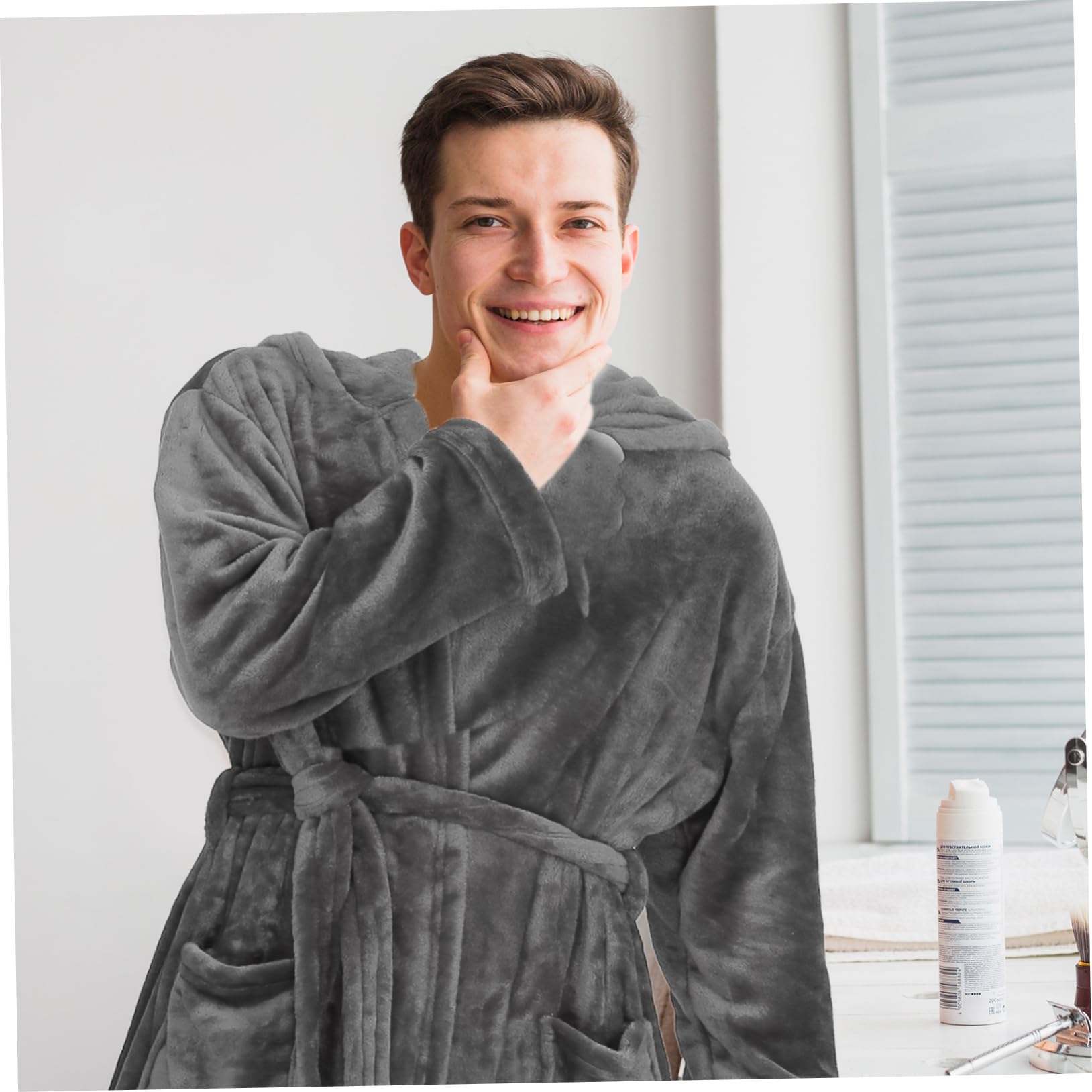 SHERCHPRY Accappatoio Cappuccio Poliestere Resistente e Leggero con Tasche Spaziose per Casa Spa Dormitorio
