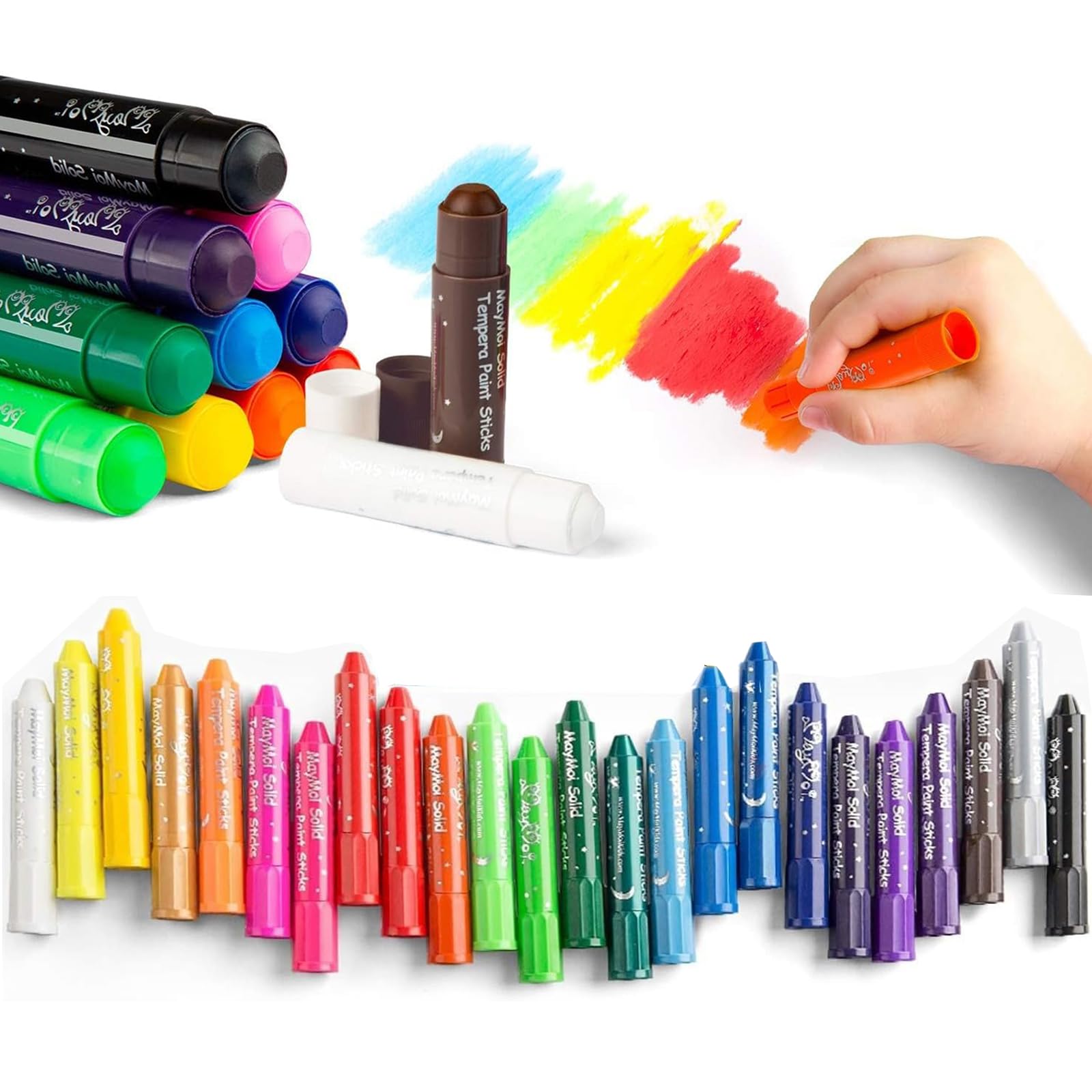 Tempera Paint Sticks, Washable Paint Sticks, Quick Drying & No Mess, Non-Toxic, Best Art Birthday Gifts for Teens and Student (24 Colors)