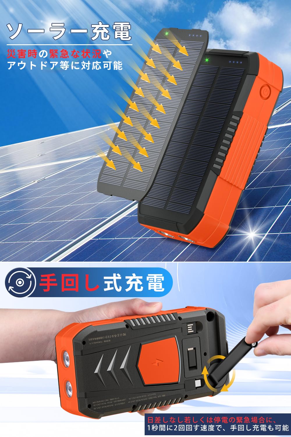 Amazon | SAMONIC ソーラーチャージャー 70000mAh大容量 4way蓄電 6台