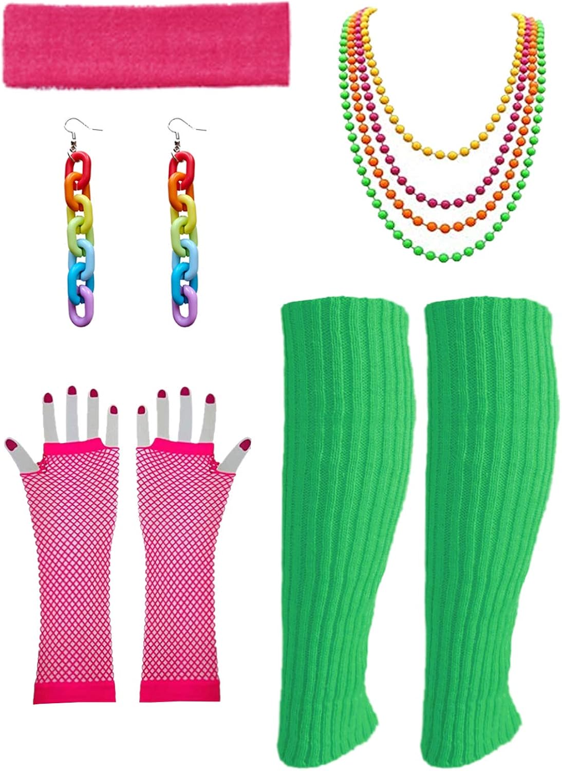 malishow 80s Neon Leg Warmers 80's Outfit Costume Accessories for Women Green(one Size, M11) : Clothing, Shoes & Jewelry