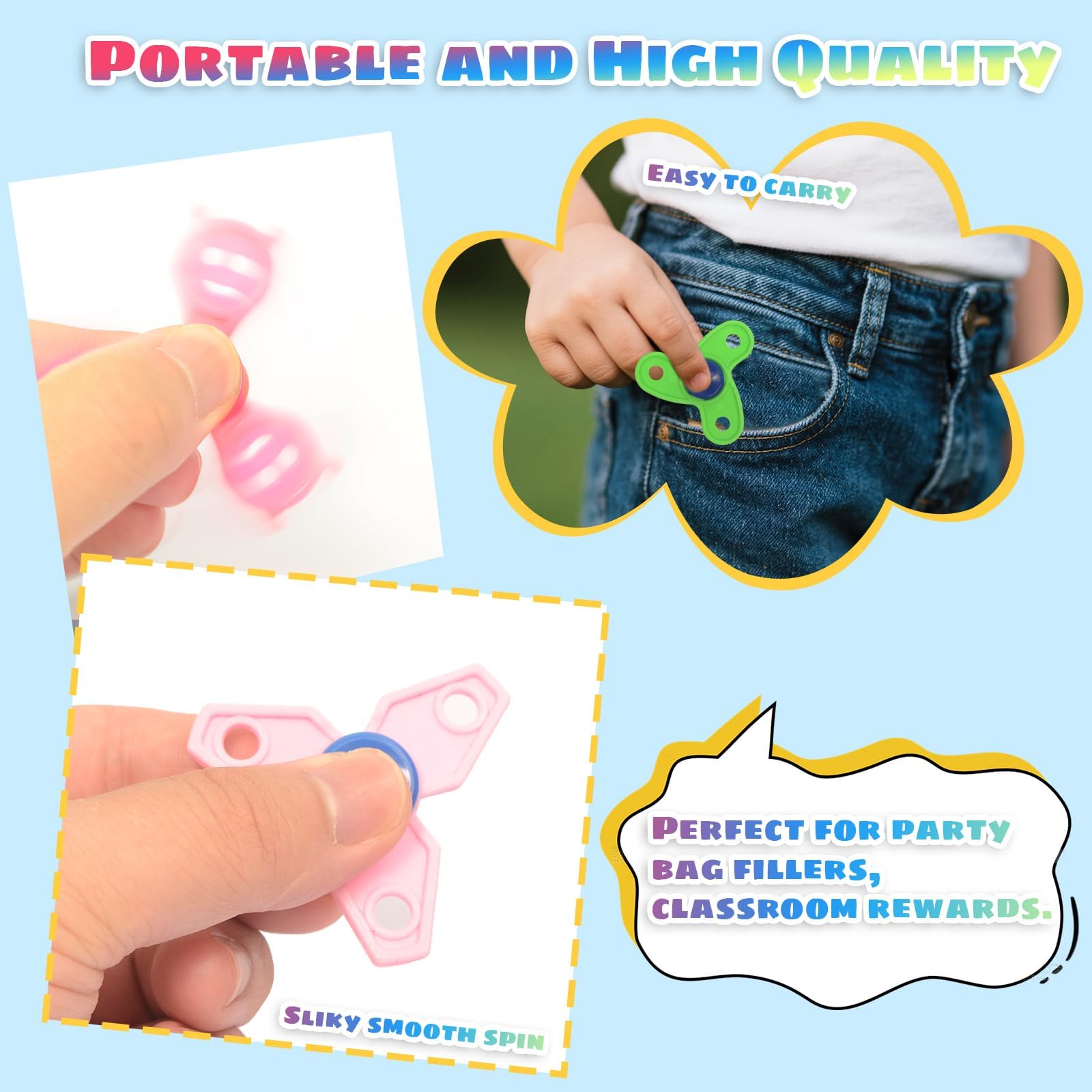 Makorobi 50 Pack Party Bag Fillers for Kids Mini Fidget Spinners Bulk Fidget Toy Fidget Bulk Toys Stress Relief Sensory Toys for Classroom Prizes Return Gifts for Kids - Image 2
