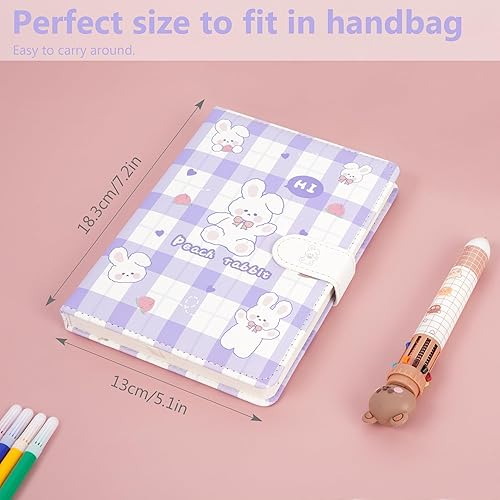 Miniatura 3 de Zeph Hosea Lindo cuaderno de dibujos animados kawaii, cuaderno de bocetos japonés con cubierta de cuero, cuaderno de notas, cuaderno de viaje, morado