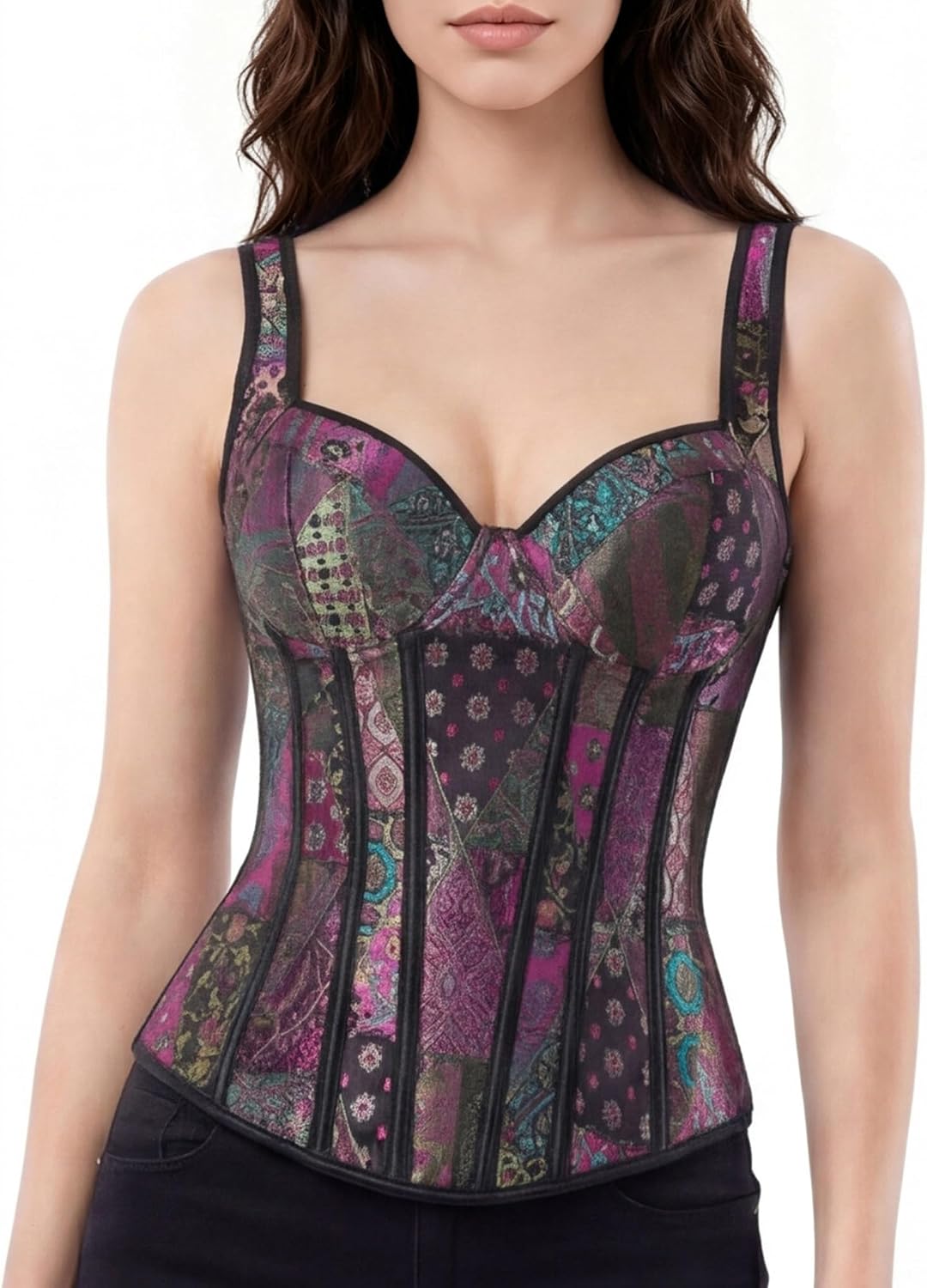 Zhitunemi Overbust Corset Tops For Women: Plus Size Pirate Costume Women - Straps Bustier Corsets For Theme Party Costumes