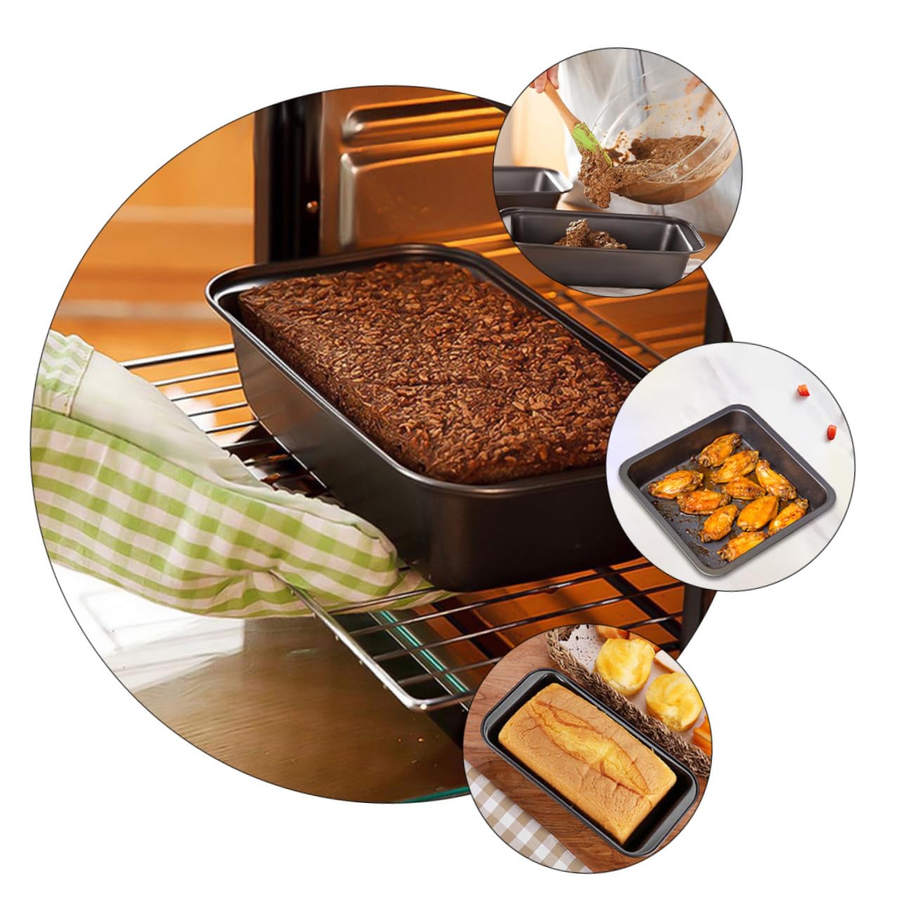 VINTORKY 1set Non-stick Baking Bakeware for Cakes Pizza and Toast and Scratch-resistant for Home Bakery and Diy Crafts