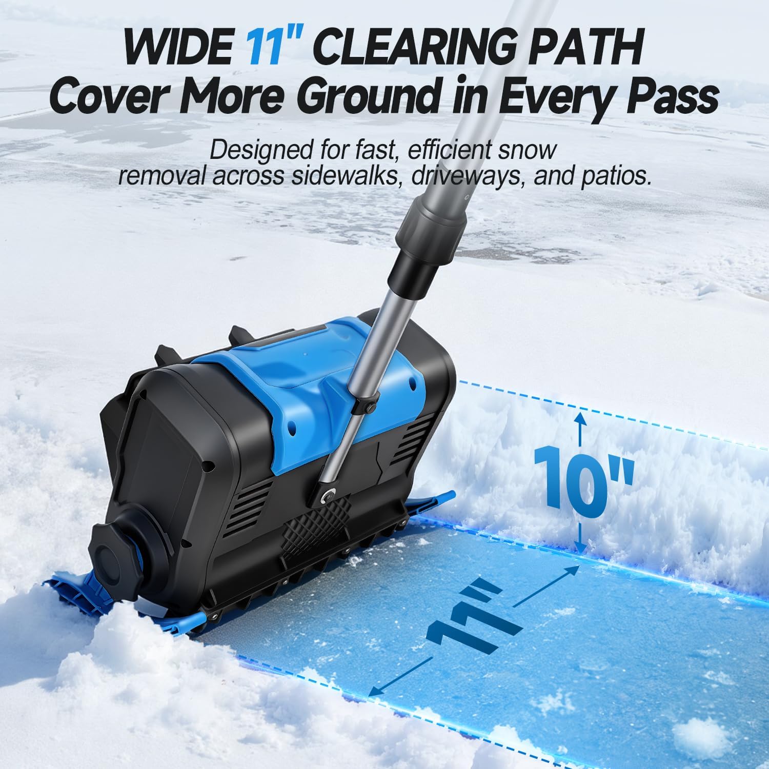 cordless snow shovel with 42v 4.5ah*2 battery, 11" electric snow blower, 300lb/min snow removal, 28ft throw distance, lightweight 7.8lb for driveway, patio, steps & sidewalk clearing