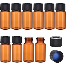 ESHATO 10ML Autosampler Vial, 100 Pack Lab Clear Vials HPLC/GC Vials 9-425 Sample Vial Screw Cap White PTFE and Silicone Septa for LC StamperBrown