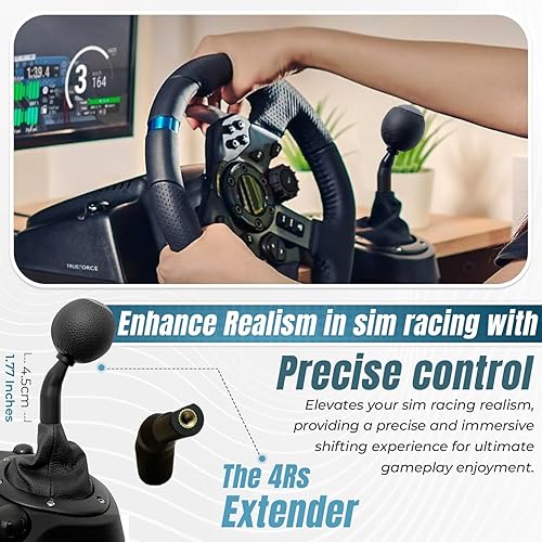 Vista 10 de Gear Shifter Knob Adapter Mod for Logitech G29 G920 G923 G27 G25, Stick Lever Shift Extension, Sim Racing Gaming Accessories [4.5cm (1.77")]
