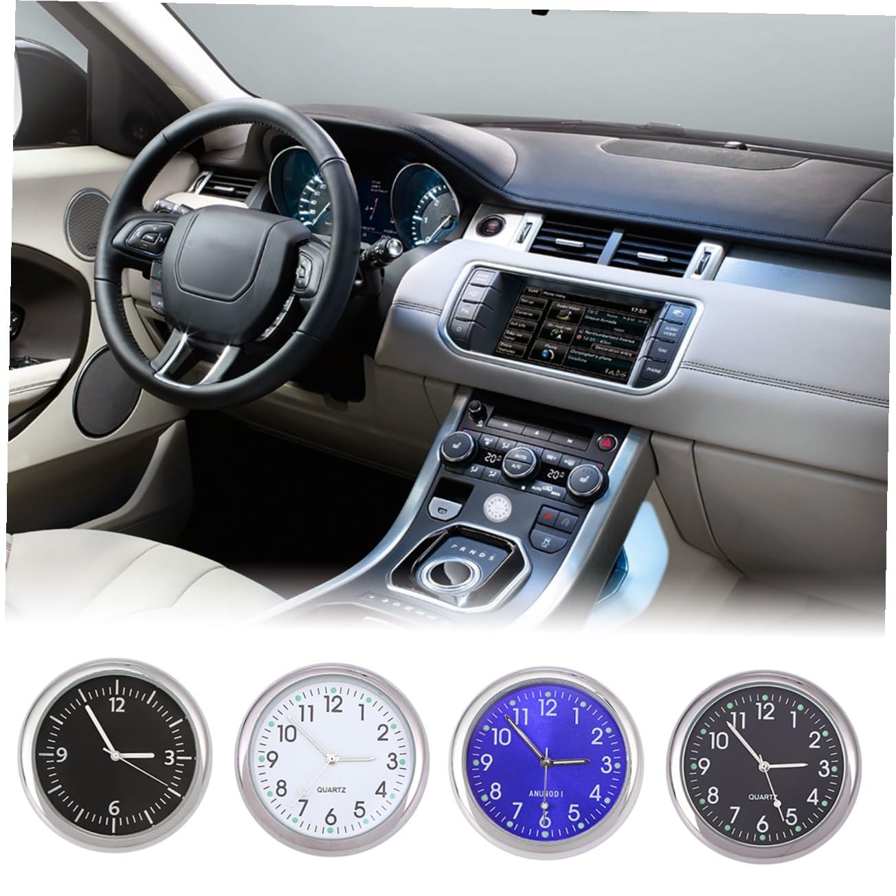 ABOOFAN Car Dashboard Clock with Luminous Pointer Adhesive Mini Digital Clock for Auto Interior Decoration Compact and Lightweight for Easy Installation and Safe Driving