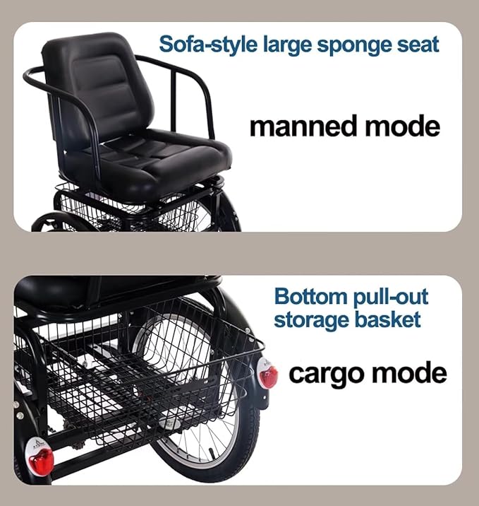 Triciclo para adulto con asiento ajustable y frenos duales miniatura 5