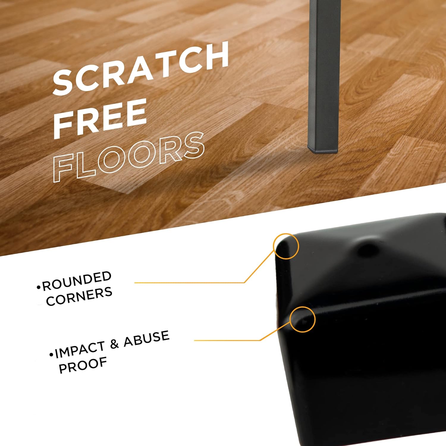 Prescott Plastics 2" (50.8mm) Outer Perimeter Flexible Plastic Hole Plugs, Square Black Metal Tubing End Caps, Strong Furniture Leg Inserts, Impact & Weather Resistant, Made in The USA - 50 Pack